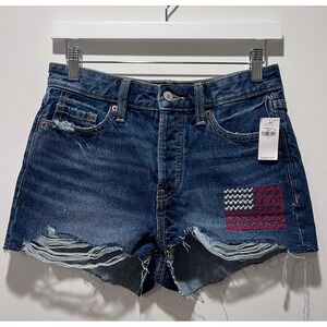 Old Navy Womens High Rise OG Straight‎ Denim Shorts Ripped Size 0 NWT